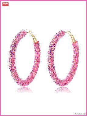 Bohemian Glitter Sequins Hoop Earrings Wrapped Gold Plated Circle